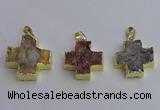 NGP6841 22*22mm - 24*24mm cross druzy agate pendants wholesale