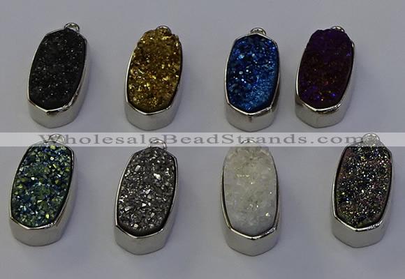 NGP6904 10*22mm - 12*25mm freeform plated druzy quartz pendants