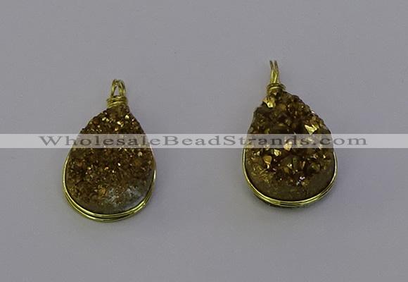 NGP6935 13*18mm - 15*20mm flat teardrop plated druzy quartz pendants