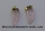 NGP6993 12*40mm - 15*45mm horn rose quartz pendants wholesale