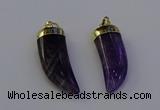 NGP6995 12*40mm - 15*45mm horn amethyst pendants wholesale