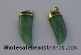 NGP6999 12*40mm - 15*45mm horn green aventurine pendants wholesale