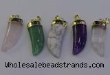 NGP7008 12*40mm - 15*45mm horn mixed gemstone pendants