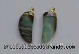 NGP7036 12*35mm - 14*40mm horn amazonite pendants wholesale