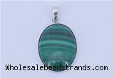 NGP709 16*24mm oval natural malachite with sterling silver pendant