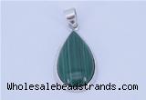 NGP710 14*37mm teardrop natural malachite with sterling silver pendant