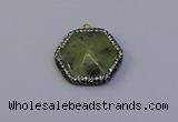 NGP7117 30*30mm hexagon green qutilated quartz pendants wholesale