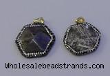 NGP7124 30*30mm hexagon labradorite gemstone pendants wholesale