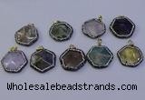 NGP7126 30*30mm hexagon mixed gemstone pendants wholesale