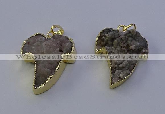 NGP7153 25*35mm teeth-shaped druzy agate pendants wholesale