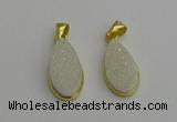 NGP7178 10*20mm flat teardrop druzy quartz pendants wholesale