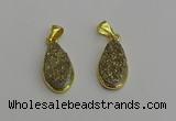 NGP7181 10*20mm flat teardrop plated druzy quartz pendants