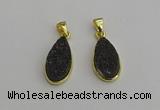 NGP7182 10*20mm flat teardrop plated druzy quartz pendants