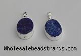 NGP7190 15*20mm oval druzy quartz pendants wholesale