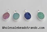 NGP7192 15*20mm oval druzy quartz pendants wholesale