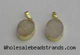 NGP7195 15*20mm oval druzy quartz pendants wholesale