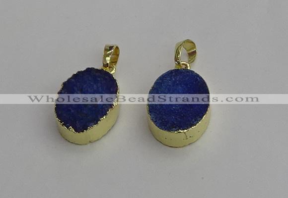 NGP7201 15*20mm oval druzy quartz pendants wholesale