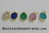 NGP7203 15*20mm oval druzy quartz pendants wholesale