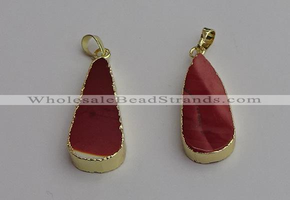 NGP7245 10*40mm flat teardrop mookaite gemstone pendants