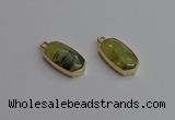 NGP7263 13*25mm faceted freeform green rutilated quartz pendants