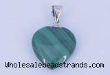 NGP727 15*15mm heart natural malachite with 18KGP gemstone pendant