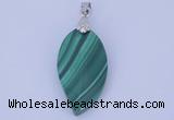 NGP730 15*28mm leaf natural malachite with 18KGP gemstone pendant