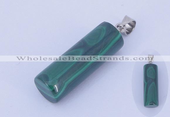 NGP731 8*24mm column natural malachite with 18KGP gemstone pendant