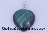 NGP732 20*20mm heart natural malachite & black agate with 18KGP pendant