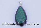 NGP733 17*34mm teardrop natural malachite & black agate with 18KGP pendant