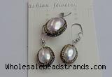 NGP7398 15*18mm - 18*22mm oval shell pearl jewelry sets