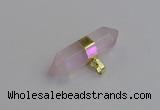 NGP7442 12*45mm sticks rose quartz pendants wholesale