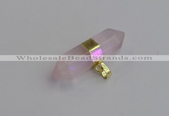 NGP7442 12*45mm sticks rose quartz pendants wholesale