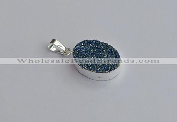 NGP7507 15*20mm oval plated druzy agate gemstone pendants