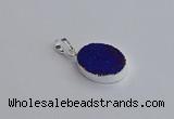 NGP7509 15*20mm oval plated druzy agate gemstone pendants