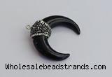 NGP7530 35*38mm horn black agate pendants wholesale