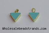 NGP7563 15*16mm triangle white howlite turquoise pendants