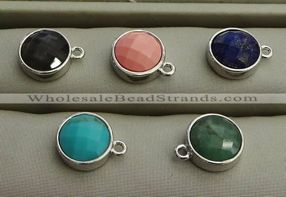 NGP7565 12mm coin mixed gemstone pendants wholesale