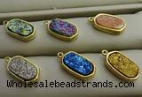 NGP7581 10*15mm oval plated druzy agate pendants wholesale