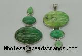 NGP8028 50*82mm - 52*86mm grass agate pendant set jewelry