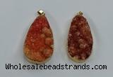 NGP8512 25*48mm - 27*52mm flat teardrop druzy agate pendants