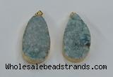 NGP8517 25*48mm - 27*52mm flat teardrop druzy agate pendants