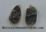 NGP8519 25*48mm - 27*52mm flat teardrop druzy agate pendants