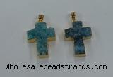 NGP8537 22*30mm - 25*35mm cross druzy agate pendants wholesale