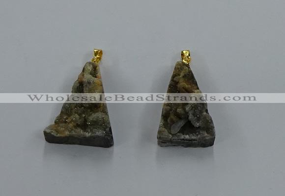 NGP8582 18*25mm - 25*40mm triangle druzy agate pendants wholesale