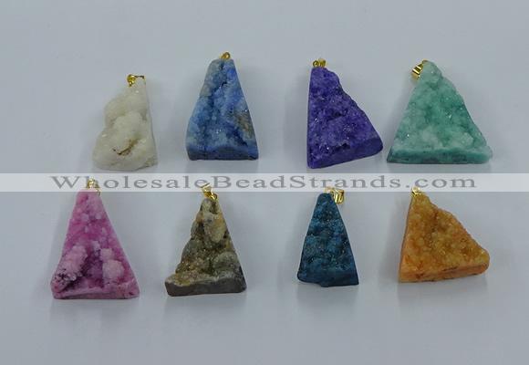 NGP8583 18*25mm - 25*40mm triangle druzy agate pendants wholesale