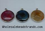 NGP8704 38mm - 40mm flat round agate pendants wholesale