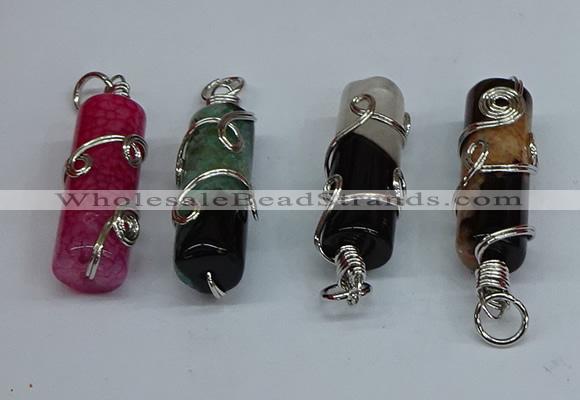 NGP8808 13*40mm tube agate gemstone pendants wholesale