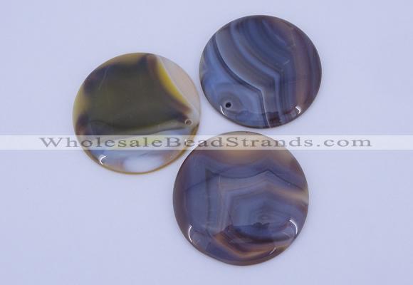 NGP934 5PCS 52mm flat round agate gemstone pendants wholesale