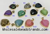 NGP9600 20mm faceted heart plated druzy agate pendants