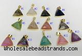 NGP9603 20*20mm faceted triangle plated druzy agate pendants